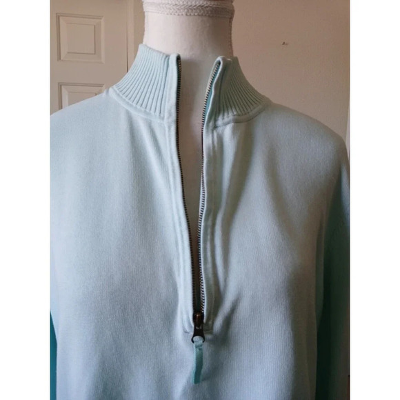 Foxcroft Ladies Size XL Pullover 1/4 Front Sweater Light Mint Supima Cotton - Picture 9 of 16